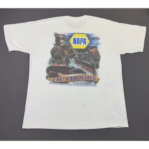 Rare Vintage Y2K NAPA Outdoors Auto Parts Promo Animal Art Graphic XL White Tee